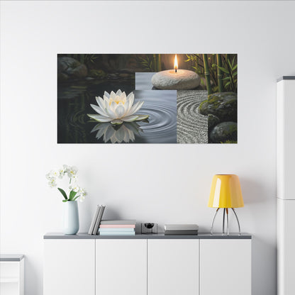 Candlelight Lotus Flower Canvas Art - Zen Kanso