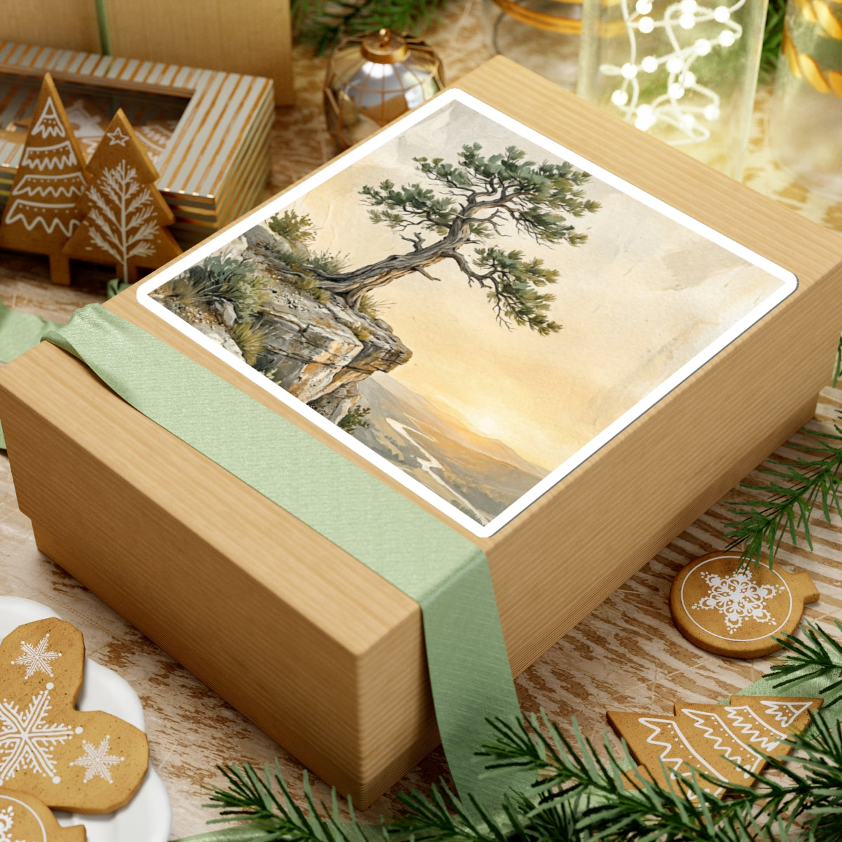 Mono No Aware Pine Tree Sticker - Japandi Texture