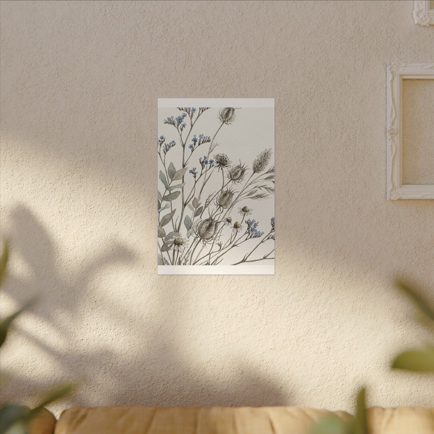 Dried Flowers Canvas Art | Summer Japandi Watercolor Art