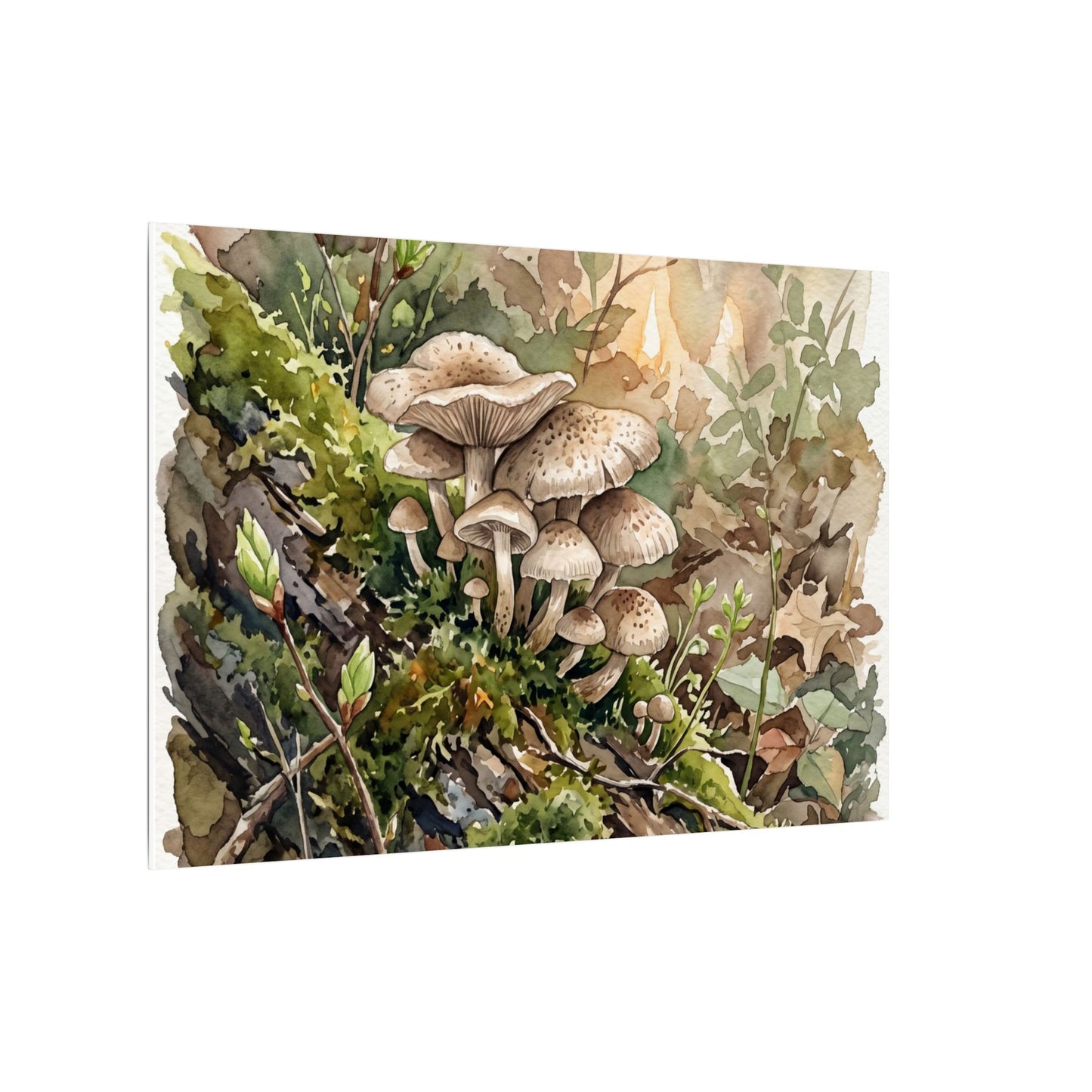 Wild Mushrooms Canvas Art | Spring Japandi Watercolor Art