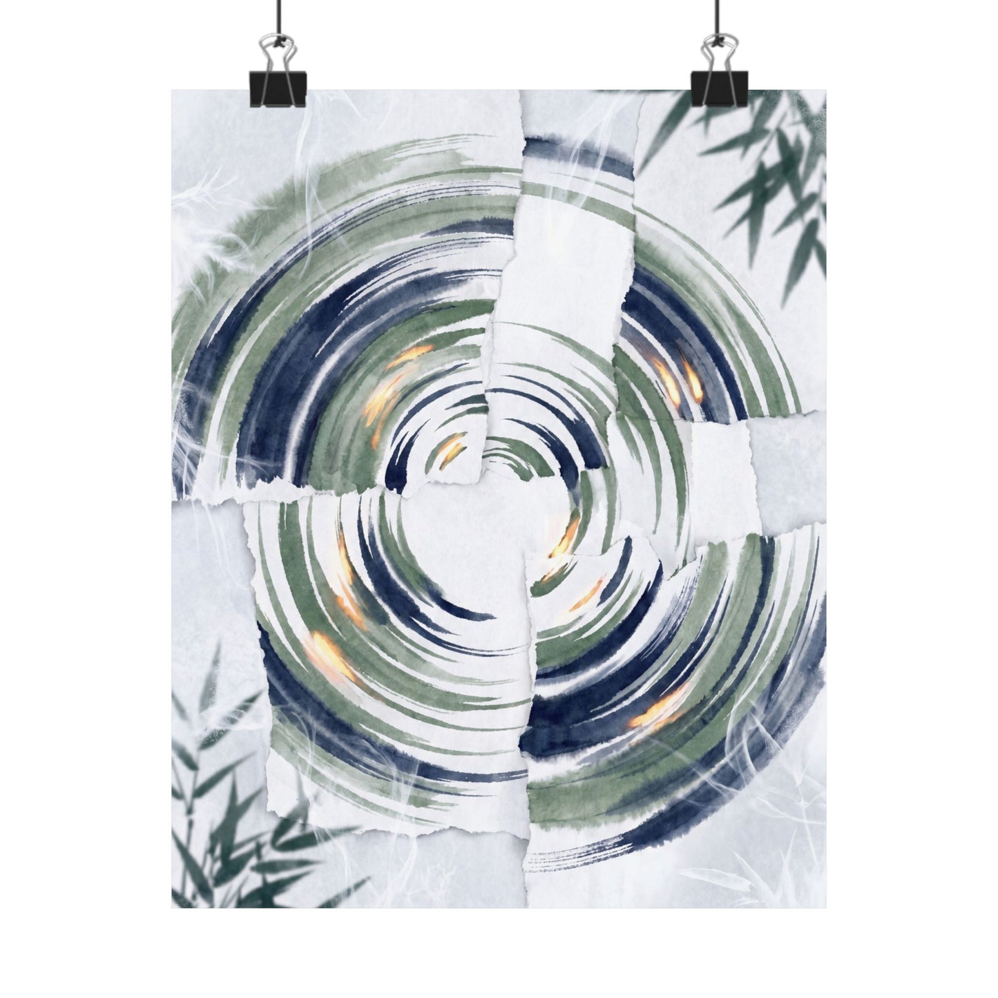 Serene Water Ripple Wall Art Print - Sumi E Zen