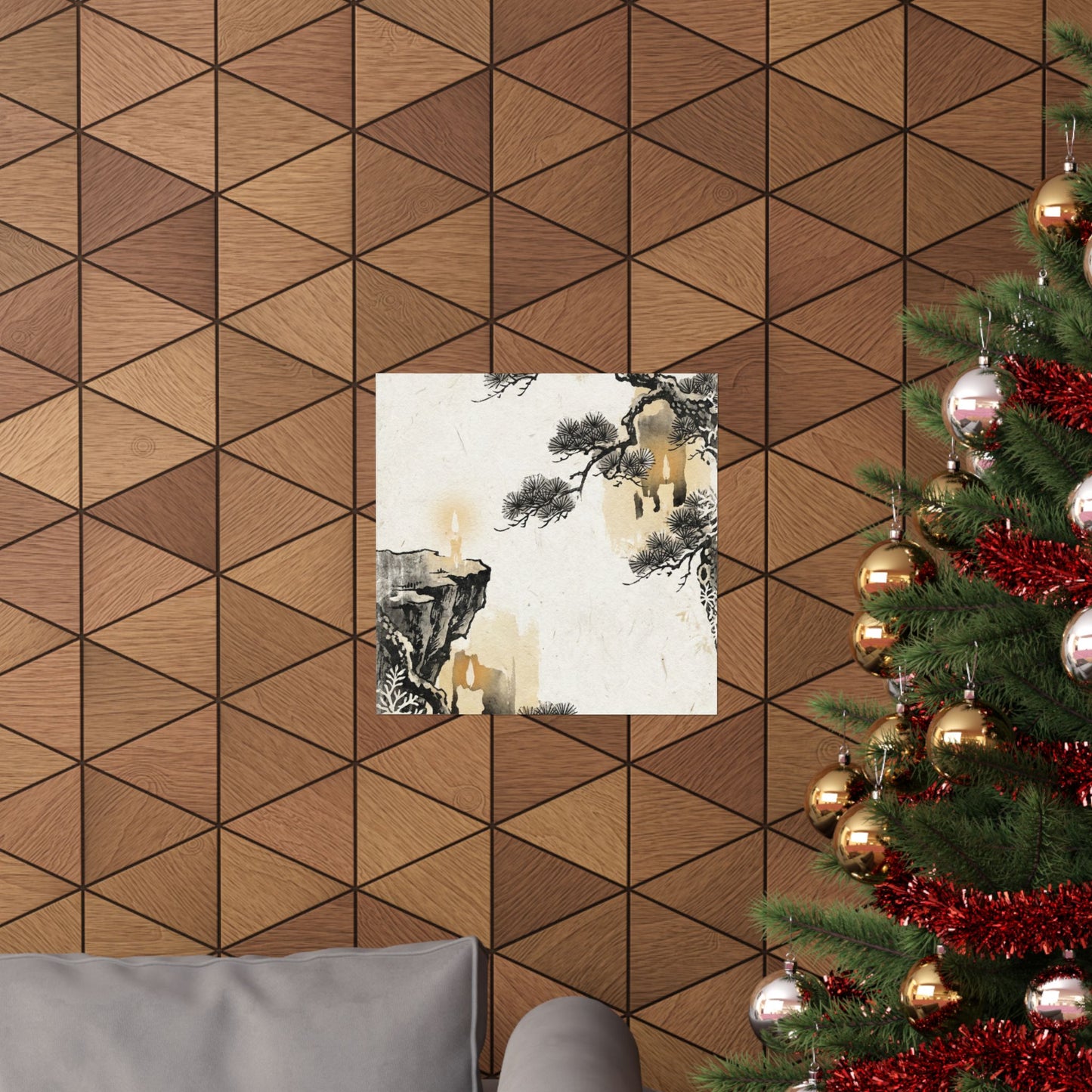 Ma Pine Tree Wall Art Print - Japandi Japanese Pattern