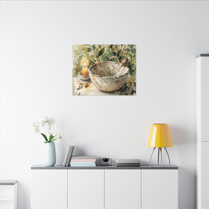 Ceramic Bowl Summer Canvas Art | Japandi Elegant Design