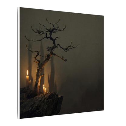 Ma Pine Tree Canvas Art - Dark Japandi Shadow Zen