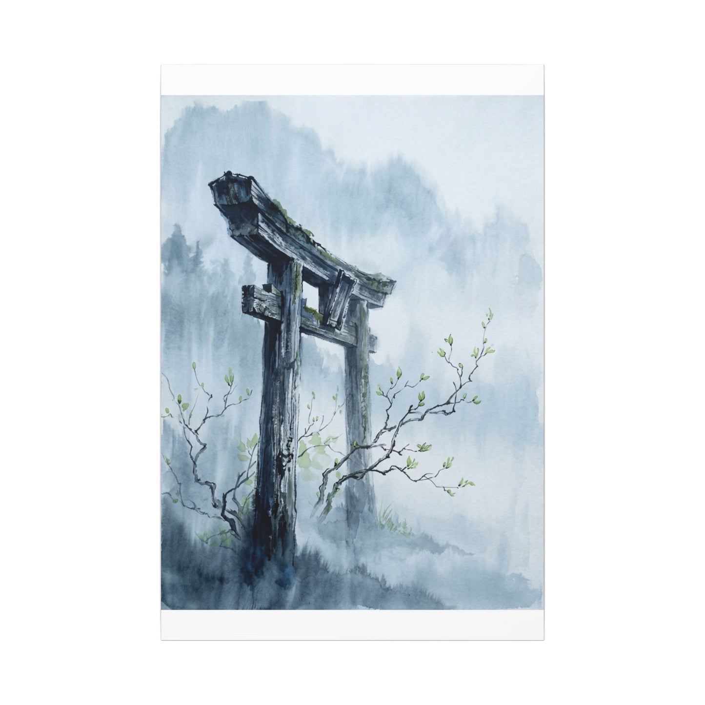Torii Gate Canvas Art | Spring Zen Sumi E Art