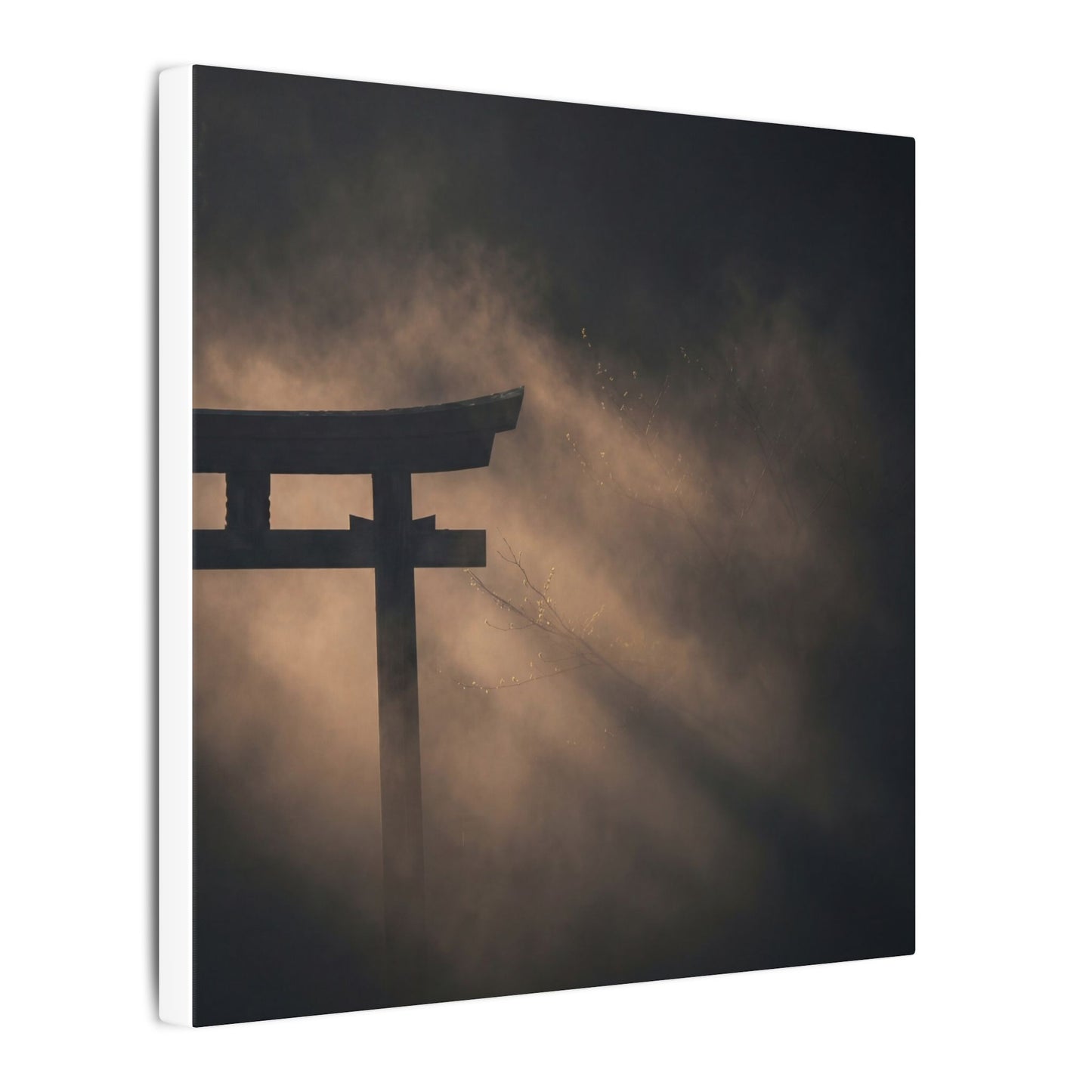 Torii Gate Shadow Zen Canvas Art | Bold Dark Japandi Art