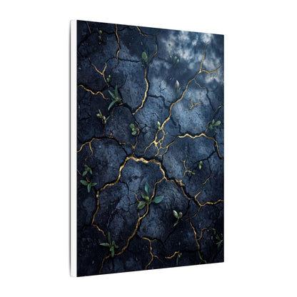Cracked Earth Spring Canvas Art | Kintsugi Healing Design