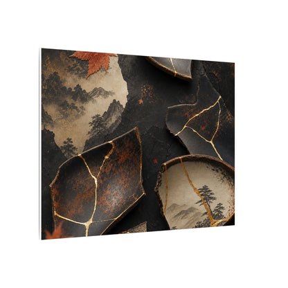 Broken Pottery Gold Vein Canvas Art | Philosophical Kintsugi Art