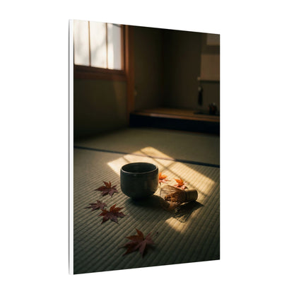 Dark Japandi Tea Ceremony in Golden Hour | Moody Minimal Canvas Art