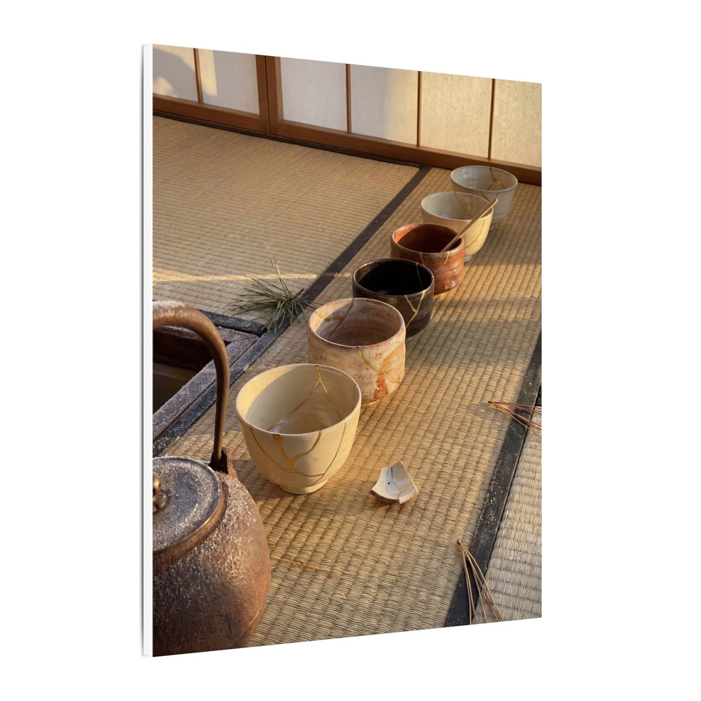 Kintsugi Tea Ceremony in Golden Hour | Gold Repair Canvas Art
