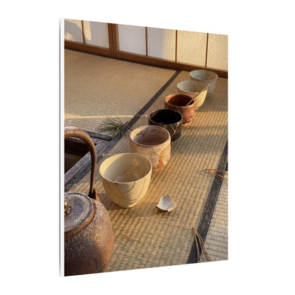 Kintsugi Tea Ceremony in Golden Hour | Gold Repair Canvas Art