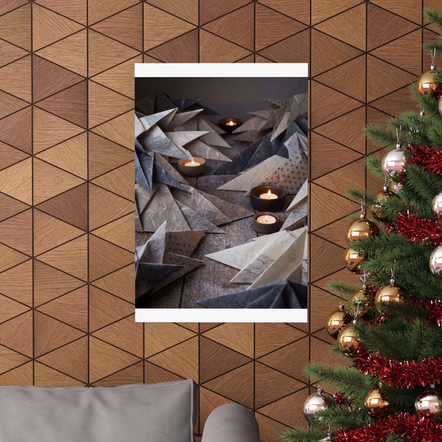 Elegant Paper Fold Wall Art Print - Japanese Pattern Japandi