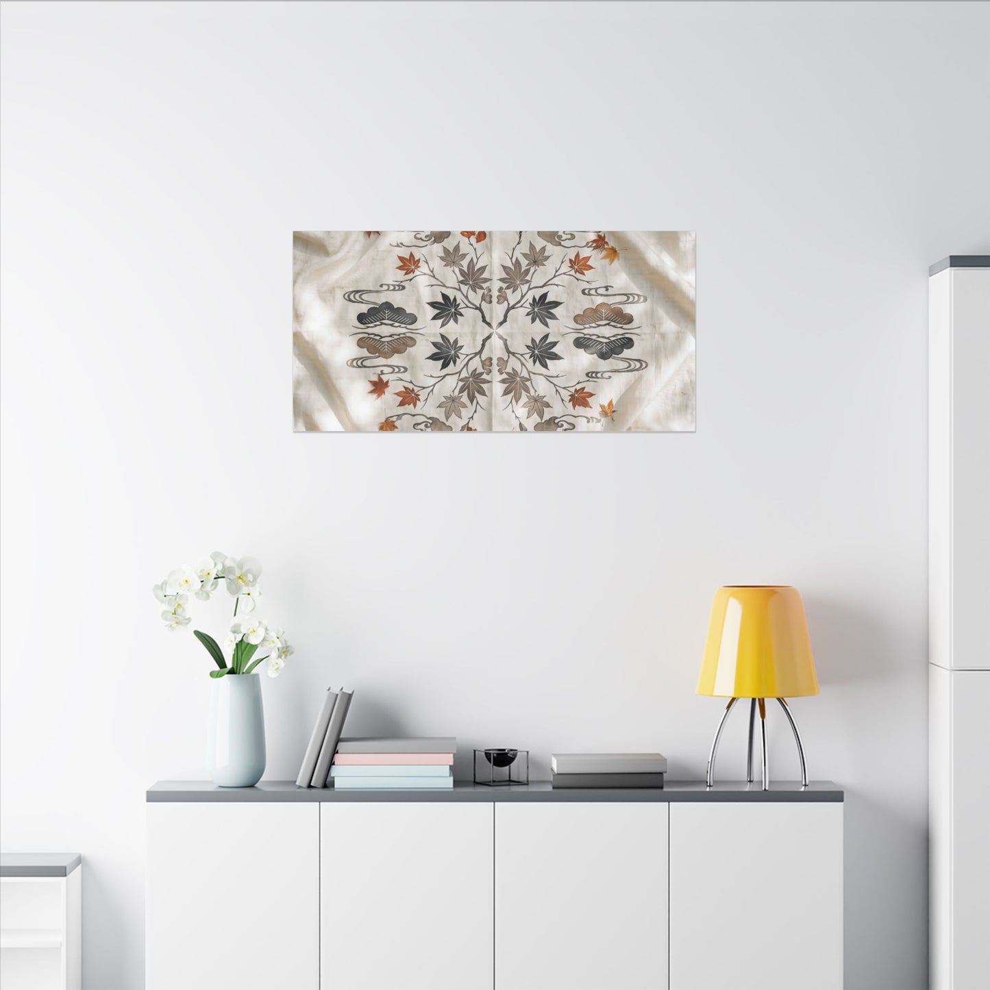 Elegant Silk Drape Canvas Art - Japanese Pattern Japandi