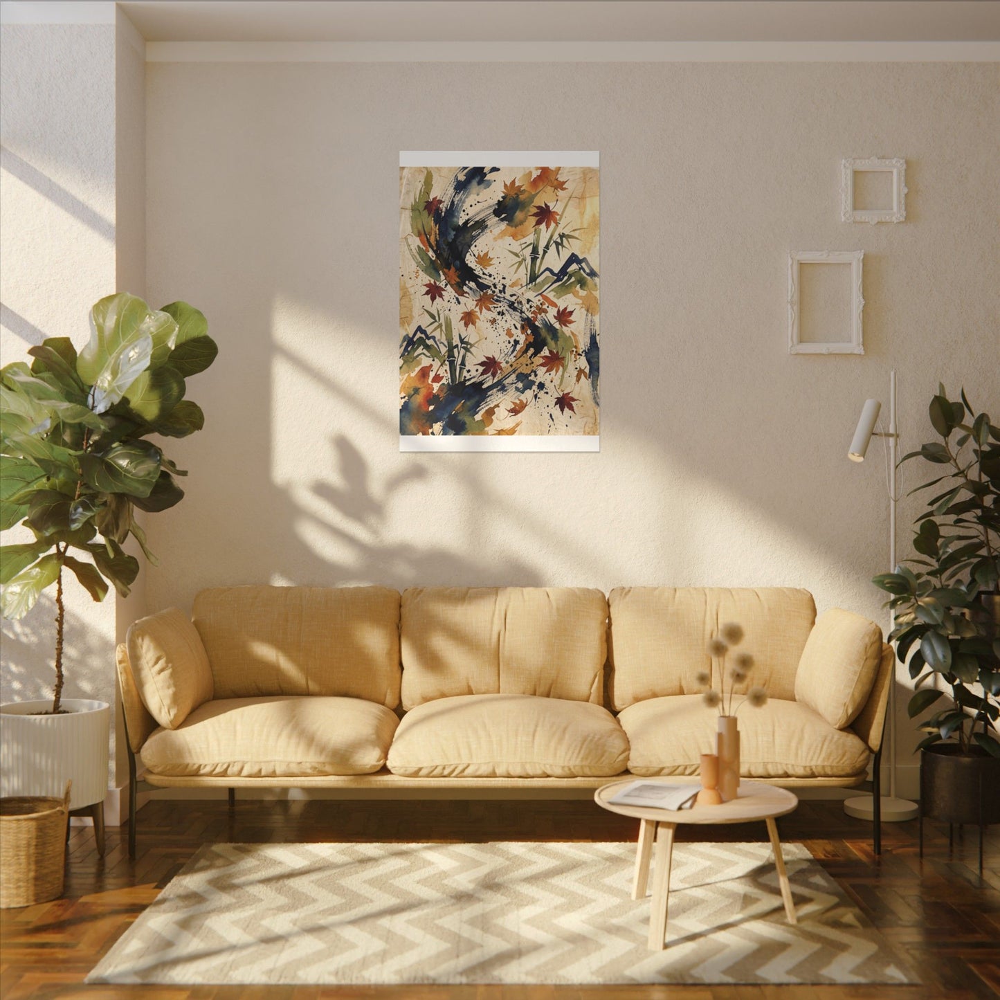 Golden Hour Ink Brushstroke Canvas Art - Zen Shibui