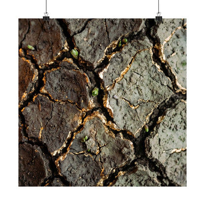 Cracked Earth Japanese Pattern Wall Art Print | Elegant Japandi Art