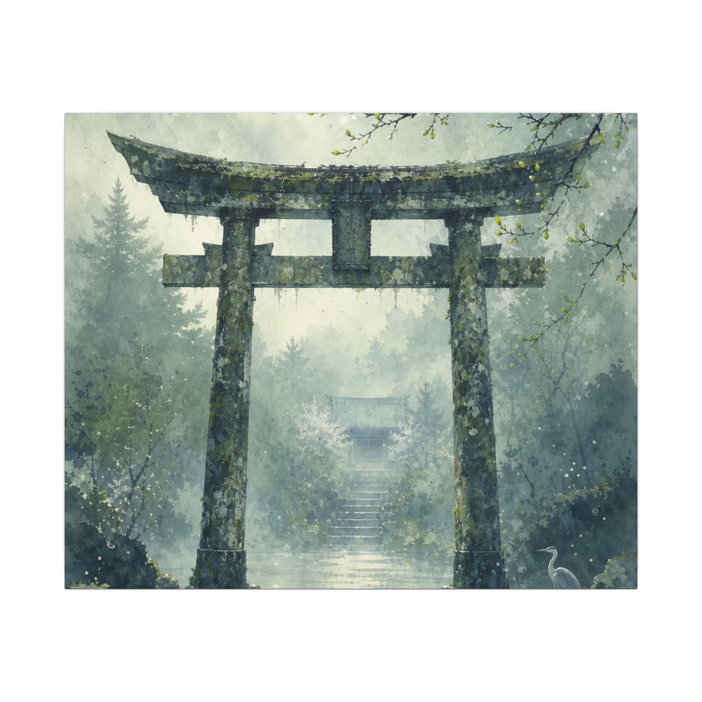 Earthy Torii Gate Canvas Art - Watercolor Japandi