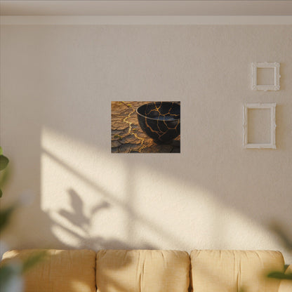 Golden Hour Cracked Earth Canvas Art - Kintsugi Fukinsei