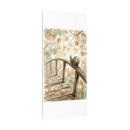 Wooden Bridge Canvas Art | Autumn Japandi Watercolor Art