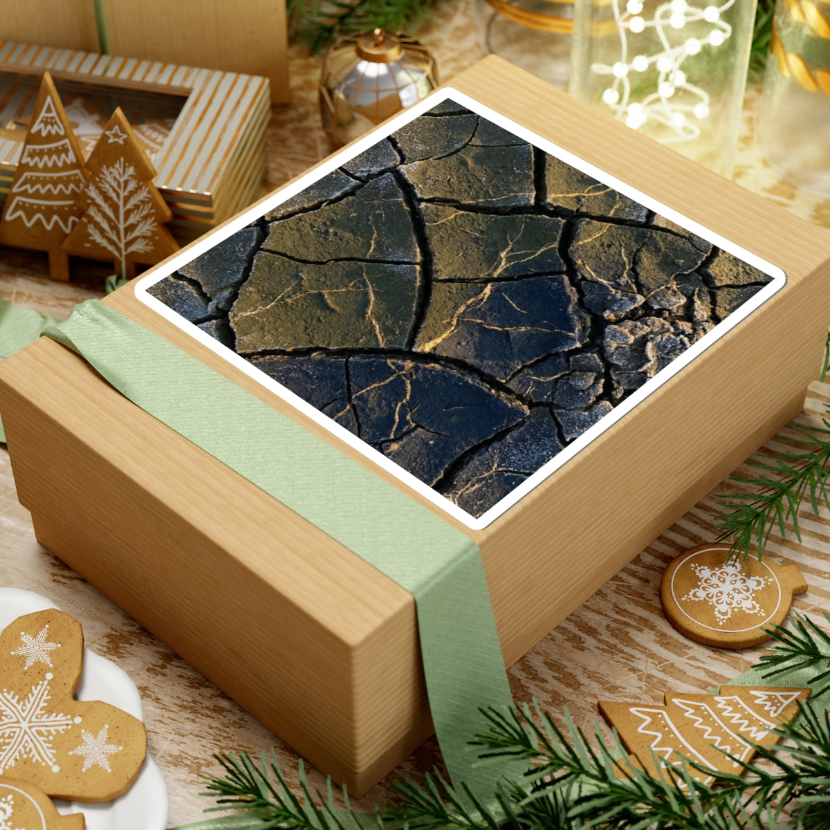 Moody Cracked Earth Sticker - Moody Minimal Dark Japandi Art Print