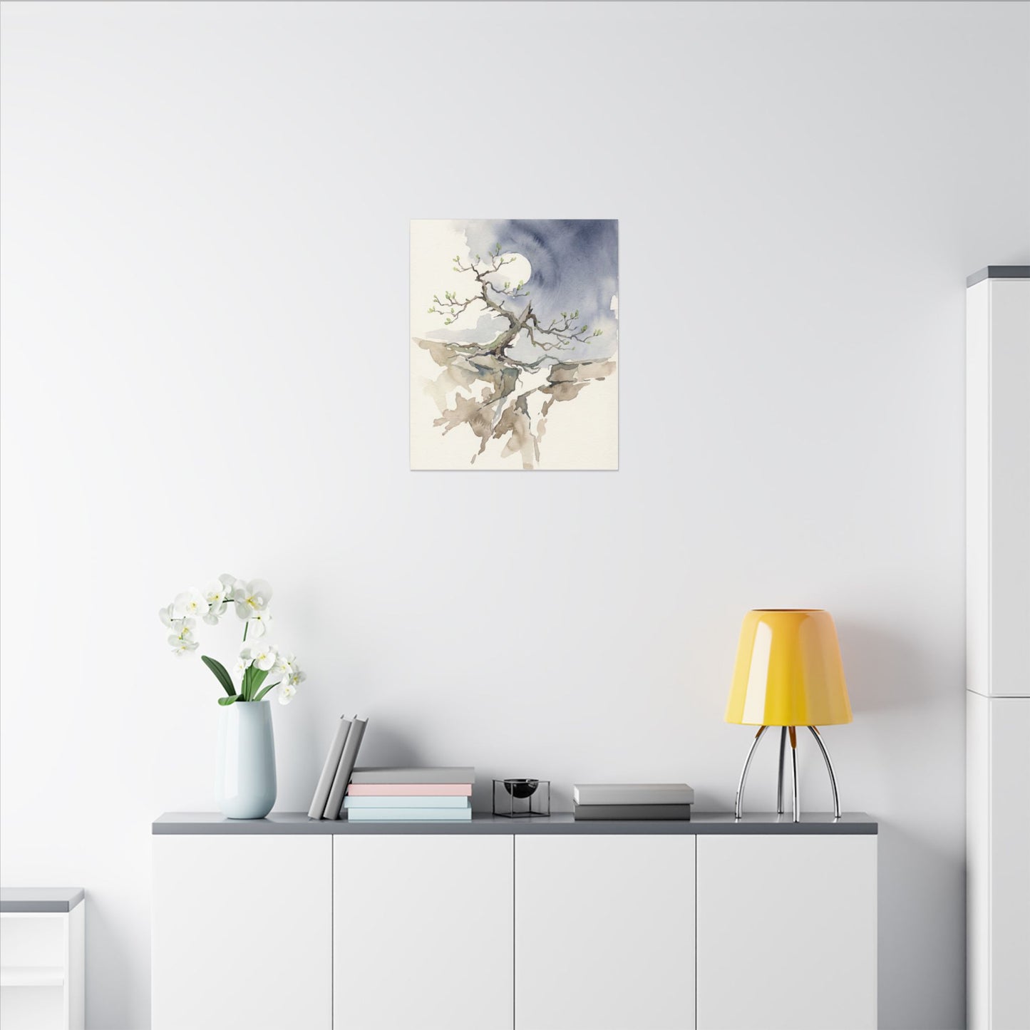 Moonlight Pine Tree Canvas Art - Japandi Ma