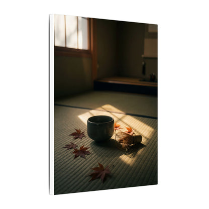 Dark Japandi Tea Ceremony in Golden Hour | Moody Minimal Canvas Art