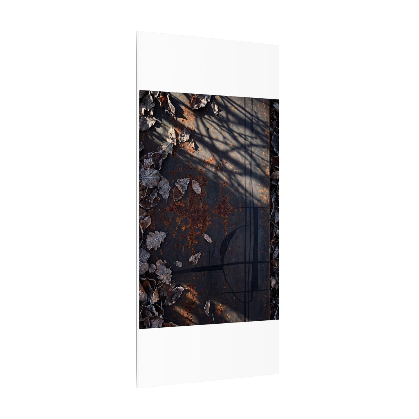 Shibui Rust Patina Canvas Art - Dark Japandi Charcoal Ink