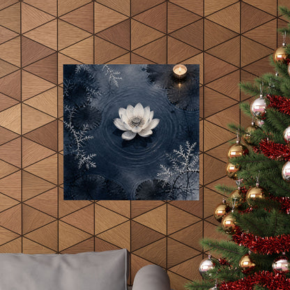 Lotus Flower Wall Art Print | Winter Zen Sumi E Art