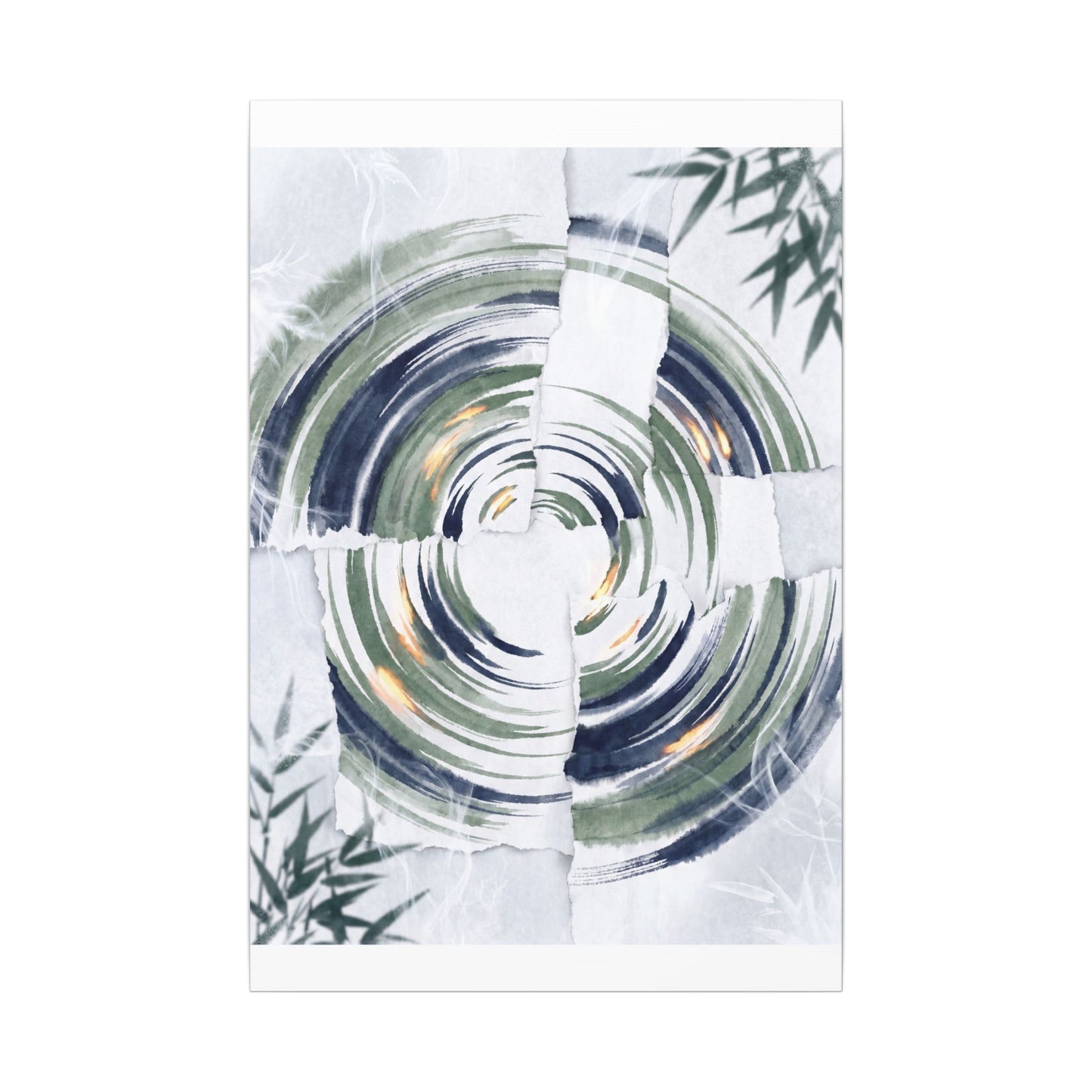 Winter Water Ripple Sumi E Canvas Art | Peaceful Decor