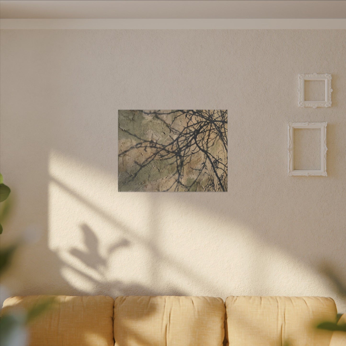Japandi Shadow Play in Golden Hour | Texture Canvas Art
