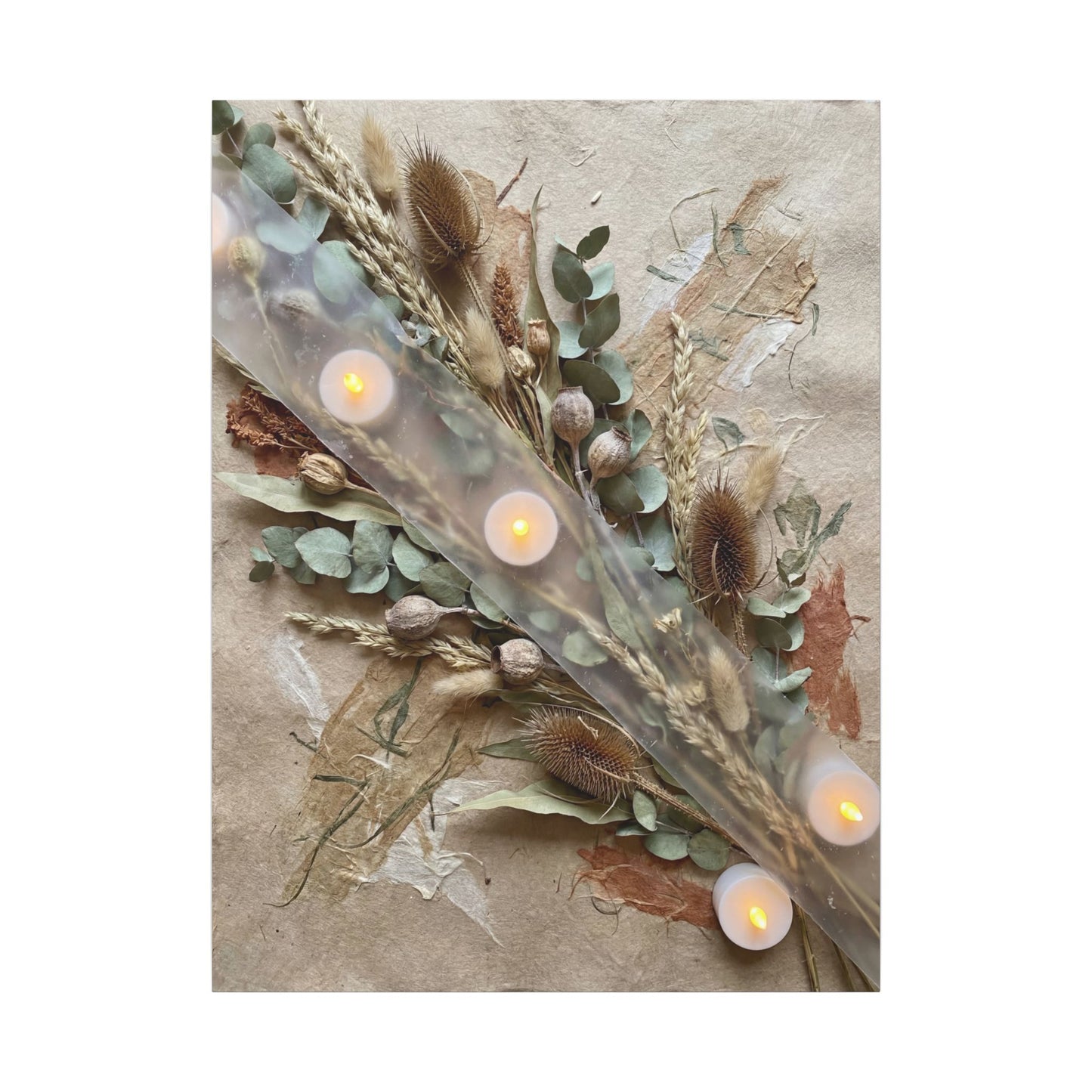 Candlelight Dried Flowers Canvas Art - Japandi Kanso