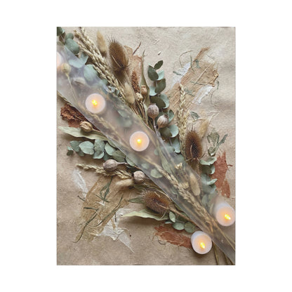Candlelight Dried Flowers Canvas Art - Japandi Kanso