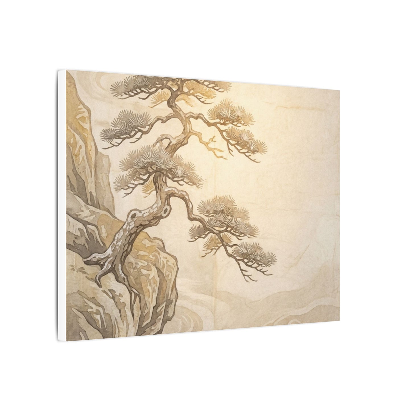 Winter Pine Tree Japanese Pattern Canvas Art | Elegant Decor