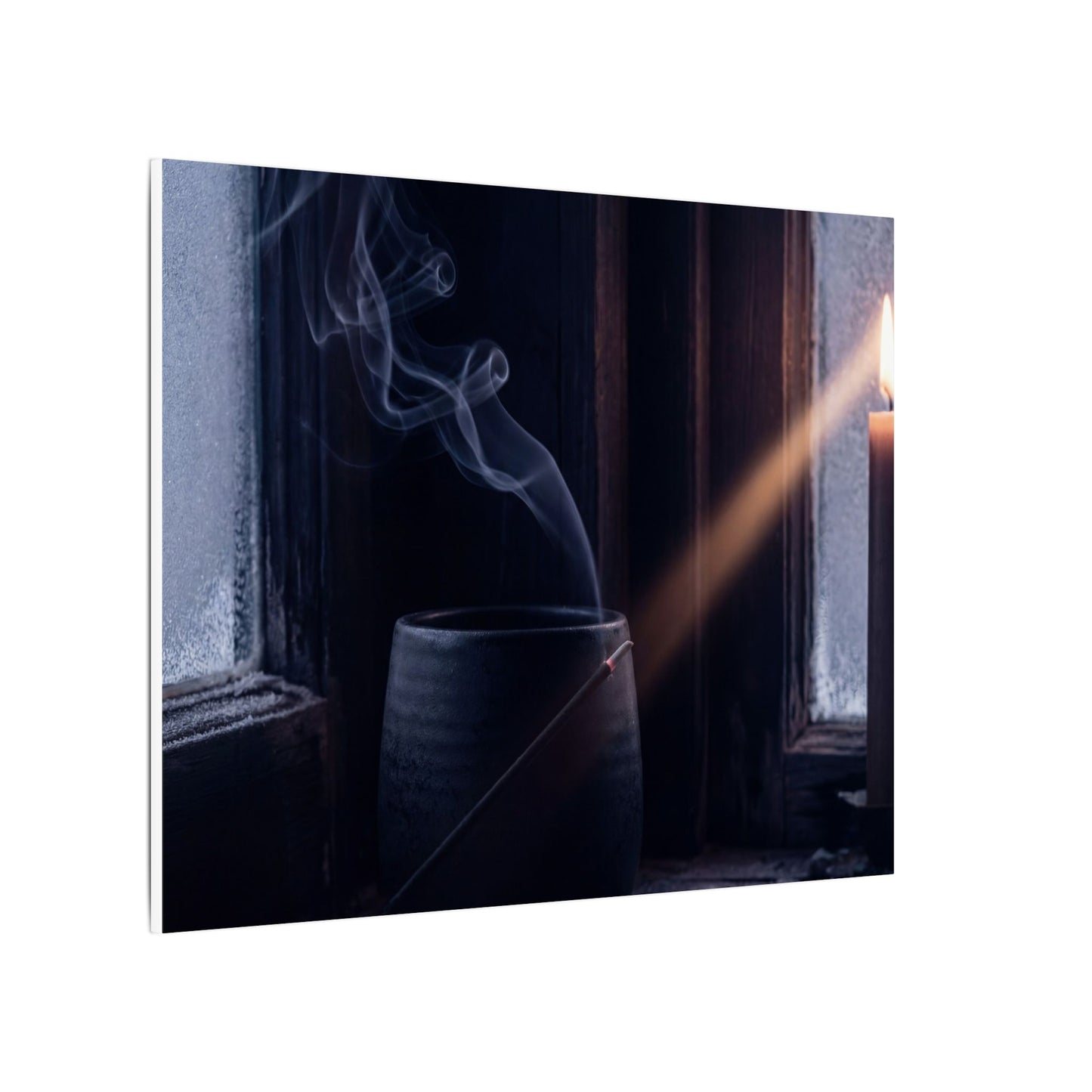 Incense Smoke Winter Canvas Art | Dark Japandi Sophisticated Design