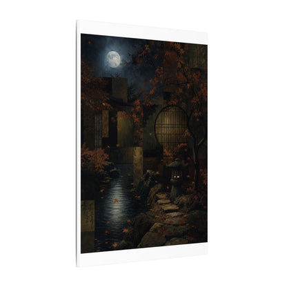Moonlight Moonlit Garden Canvas Art - Dark Japandi Shibui