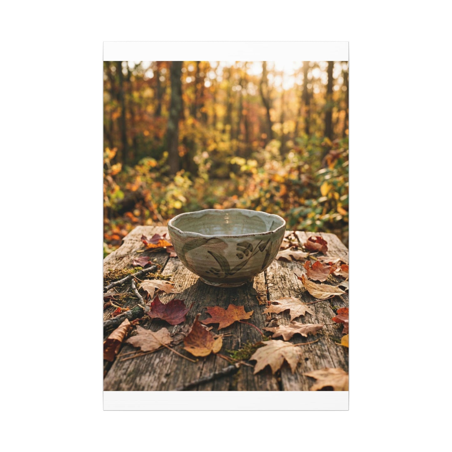 Golden Hour Ceramic Bowl Canvas Art - Japandi Fukinsei