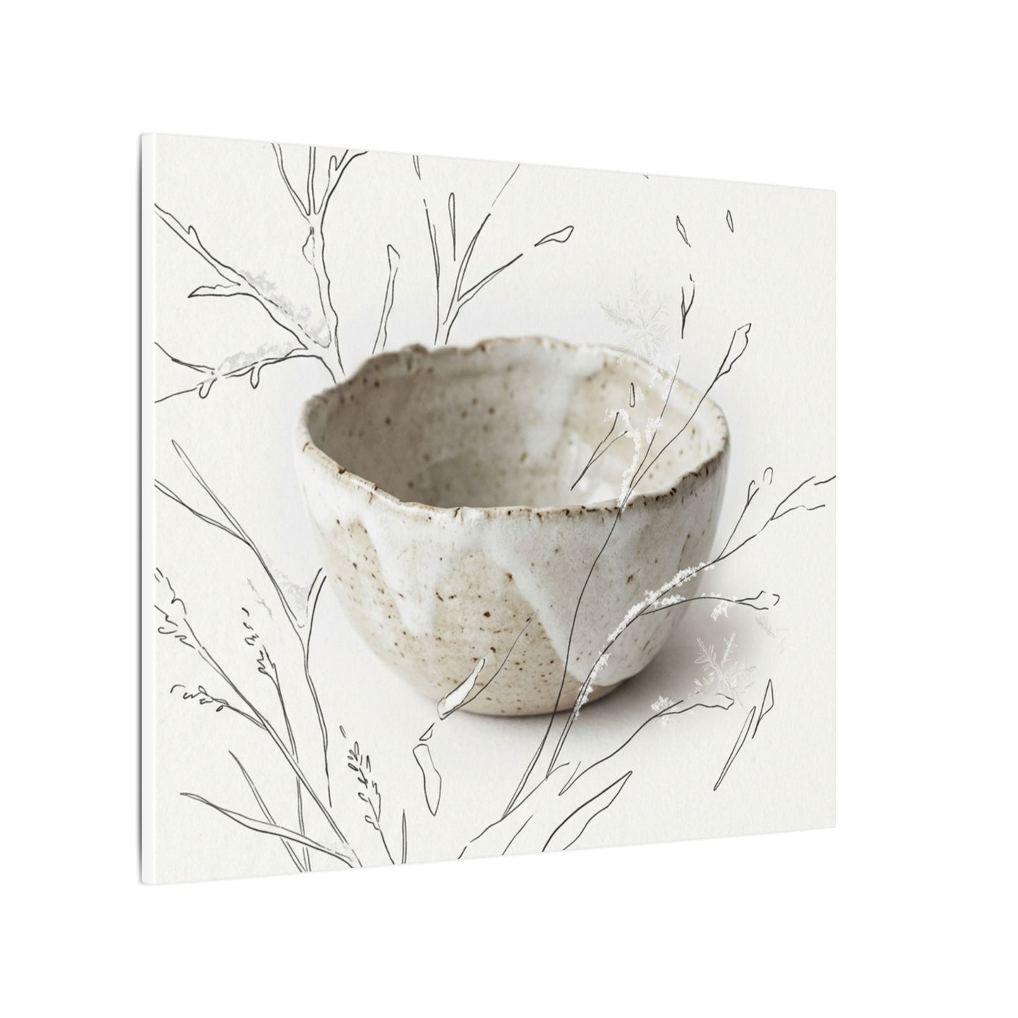 Neutral Ceramic Bowl Canvas Art - Minimal Line Japandi