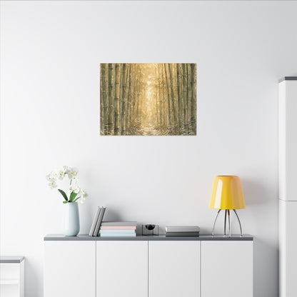 Bamboo Grove Winter Canvas Art | Japandi Elegant Design