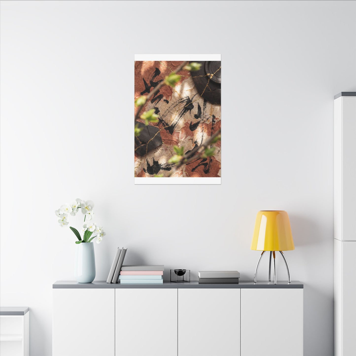 Datsuzoku Ink Brushstroke Canvas Art - Kintsugi Gold Repair