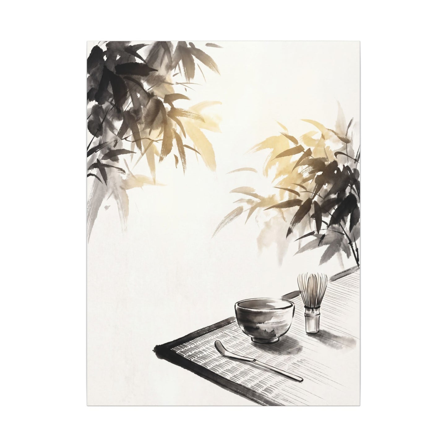Tea Ceremony Sumi E Canvas Art | Serene Zen Art