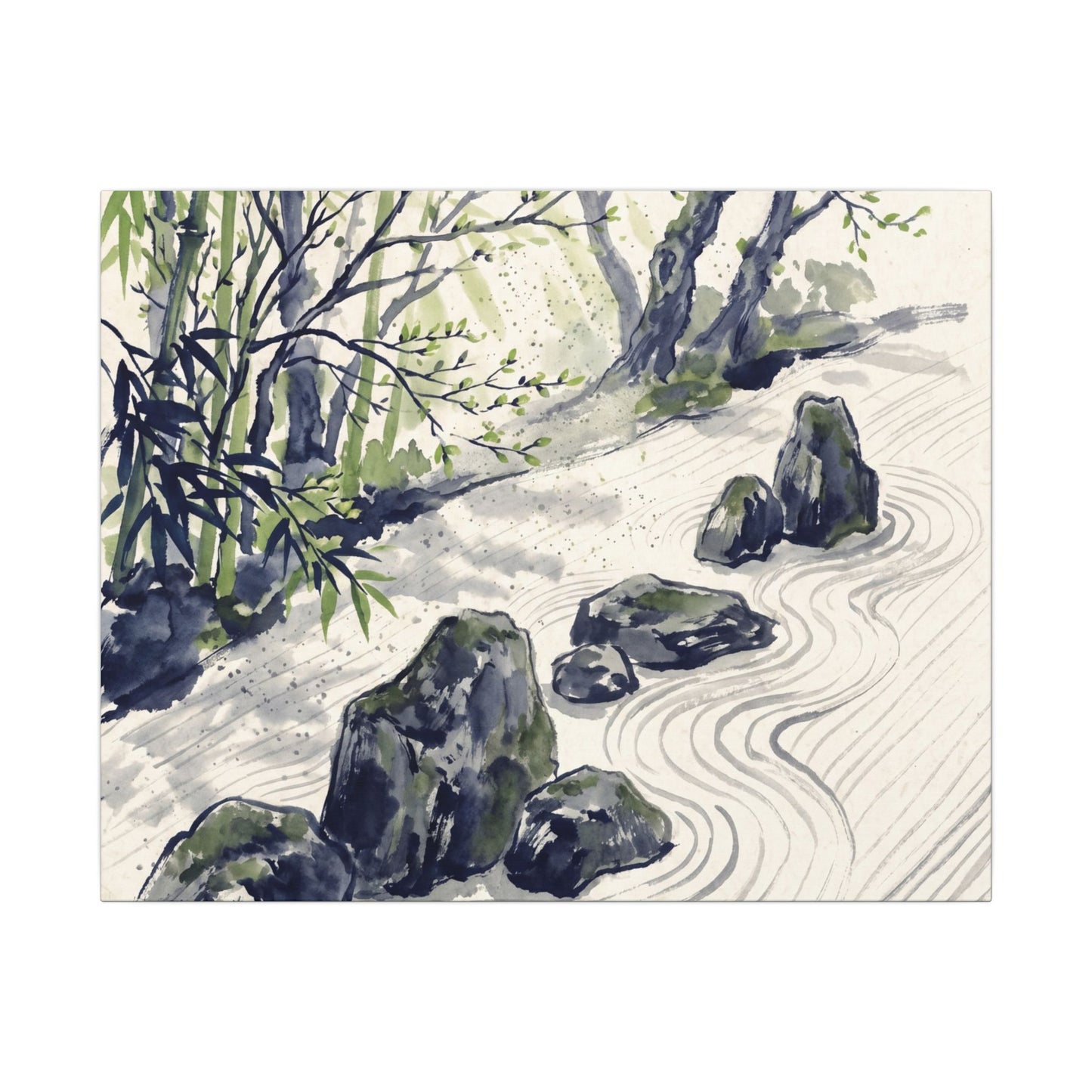 Dappled Rock Garden Canvas Art - Zen Mono No Aware