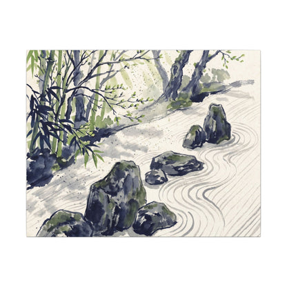 Dappled Rock Garden Canvas Art - Zen Mono No Aware