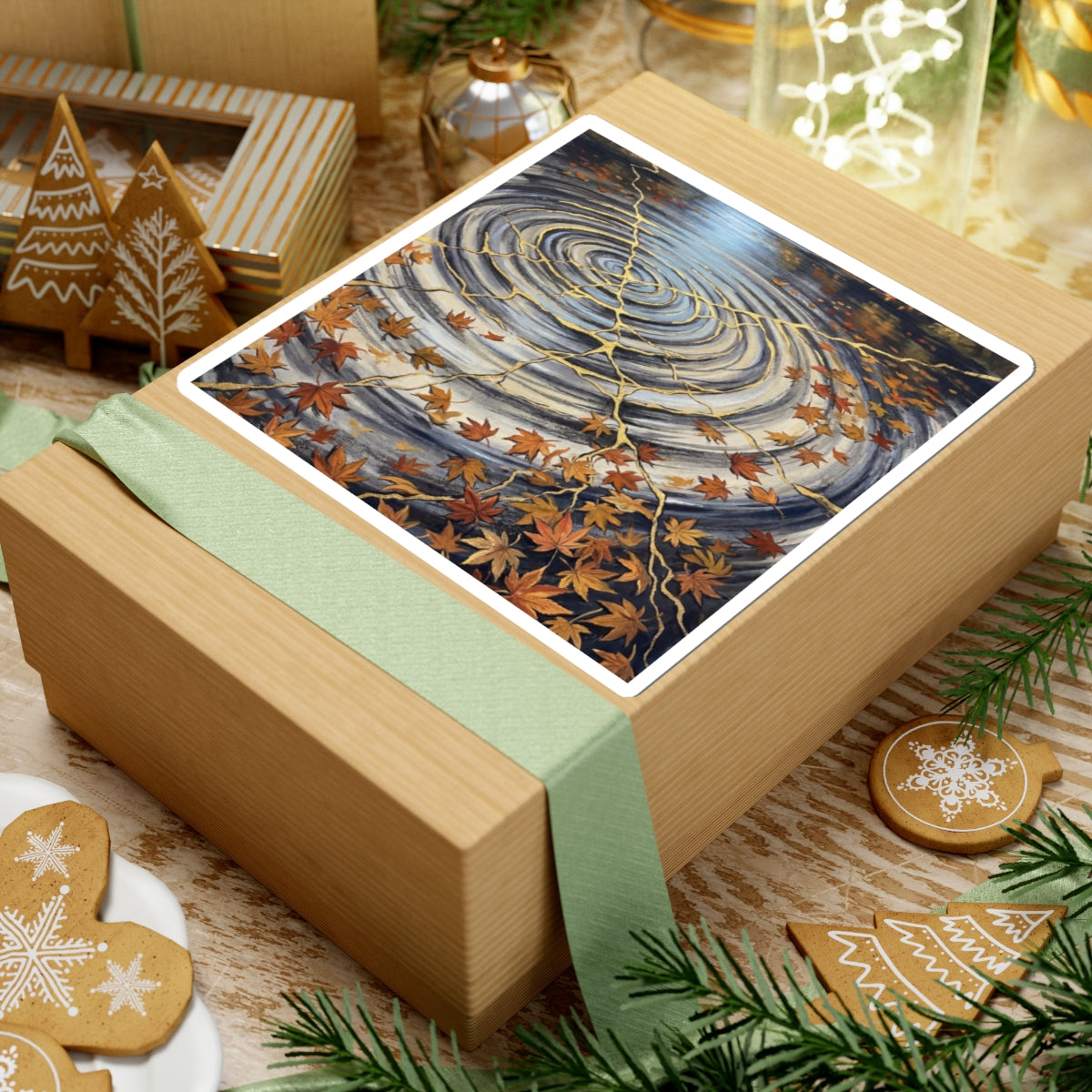 Water Ripple Gold Repair Sticker | Healing Kintsugi Art Art Print