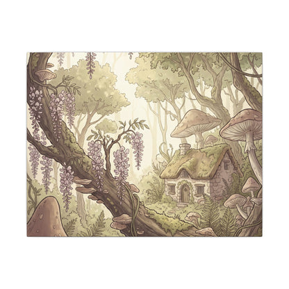 Summer Wisteria Mushroom Illustration Canvas Art | Enchanting Decor Art Print