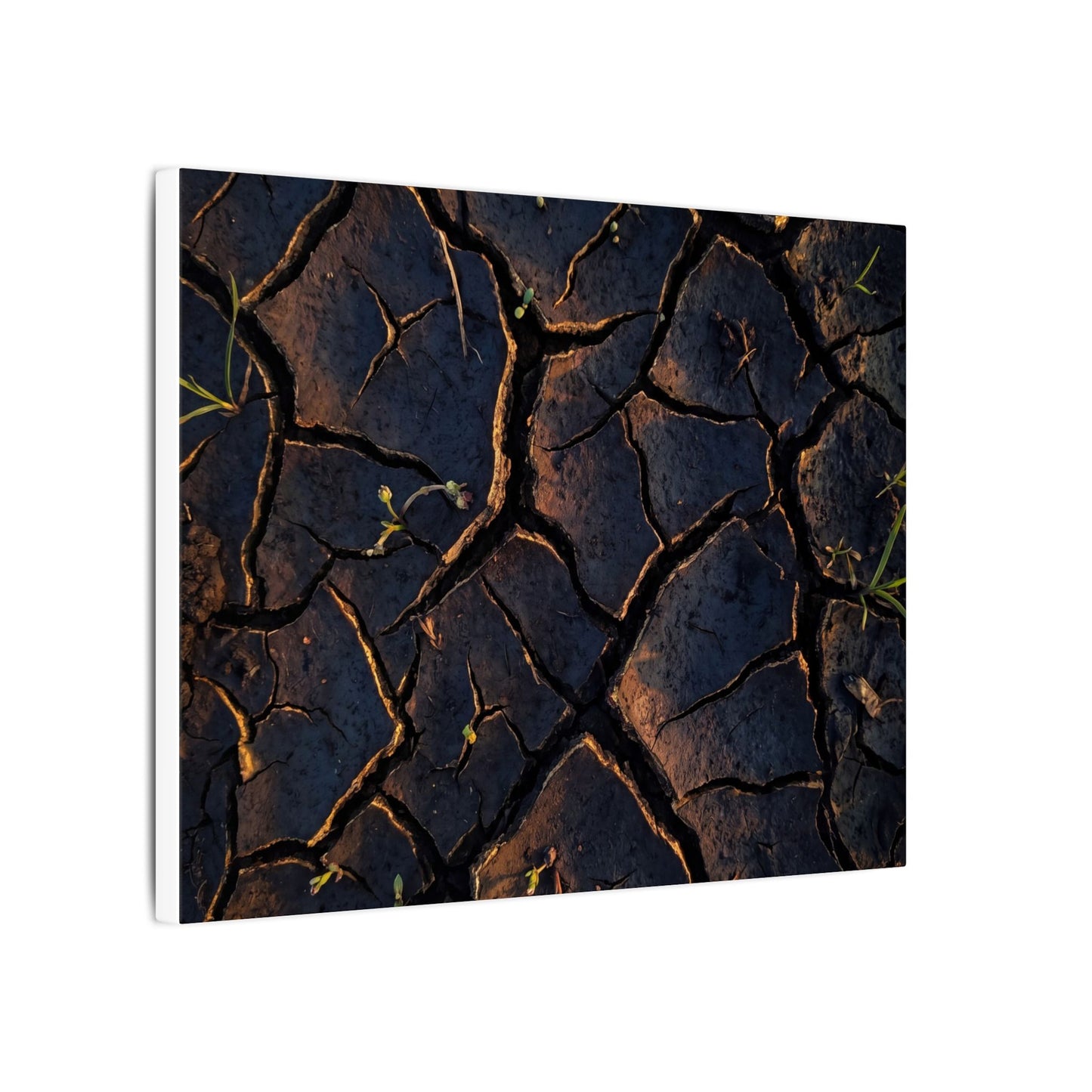 Cracked Earth Moody Minimal Canvas Art | Luxurious Dark Japandi Art