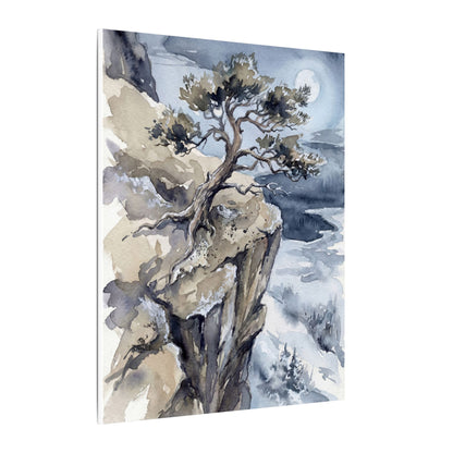 Pine Tree Canvas Art | Winter Japandi Watercolor Art