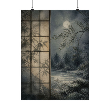 Winter Shoji Screen Watercolor Wall Art Print | Elegant Decor