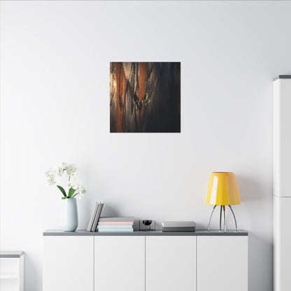 Rust Patina Charcoal Ink Canvas Art | Moody Dark Japandi Art