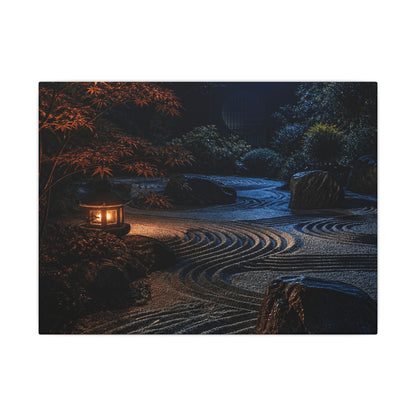Summer Rock Garden Shadow Zen Canvas Art | Moody Decor