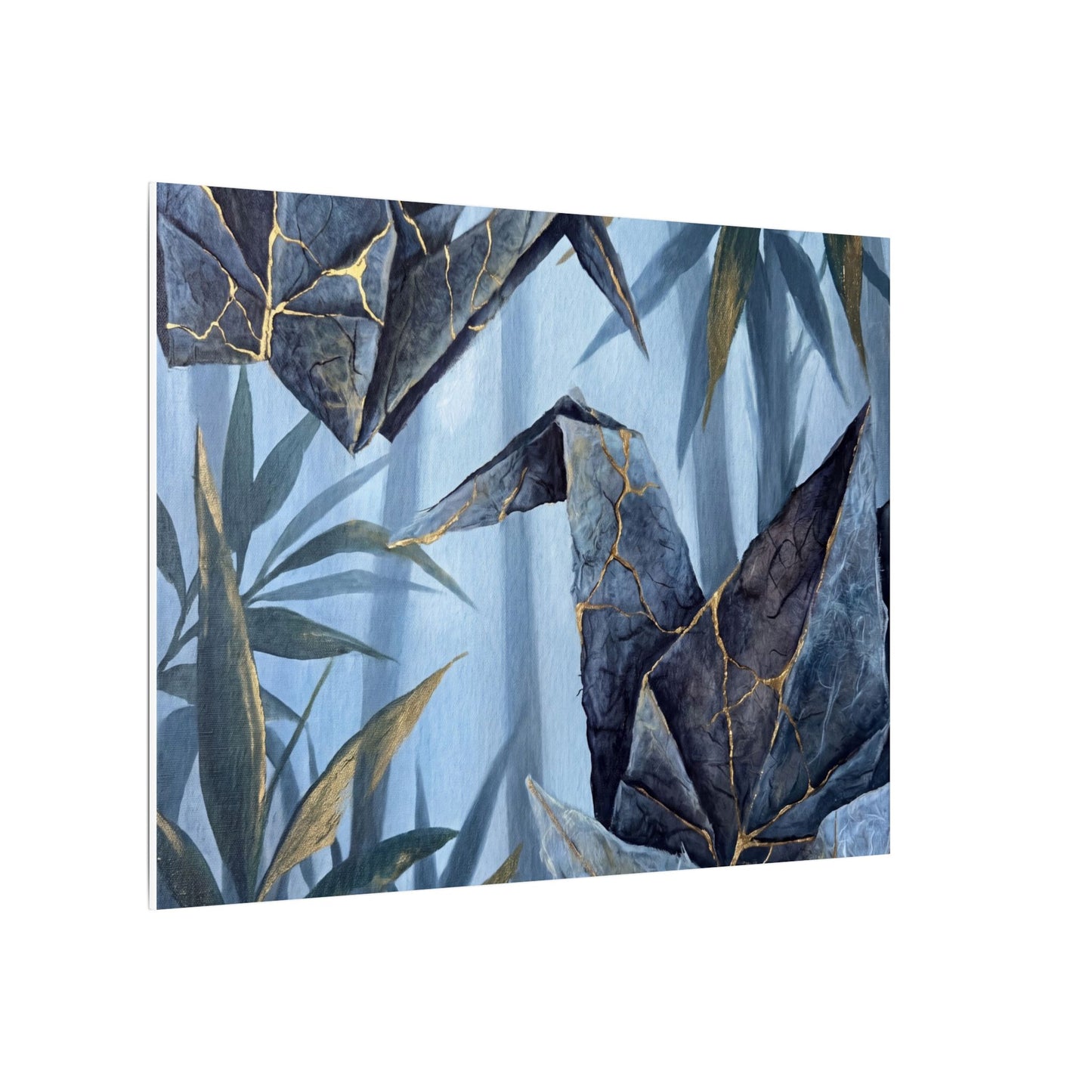 Paper Fold Canvas Art | Summer Kintsugi Crackle Gold Art