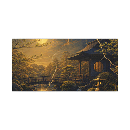 Spring Moonlit Garden Gold Vein Canvas Art | Resilient Decor
